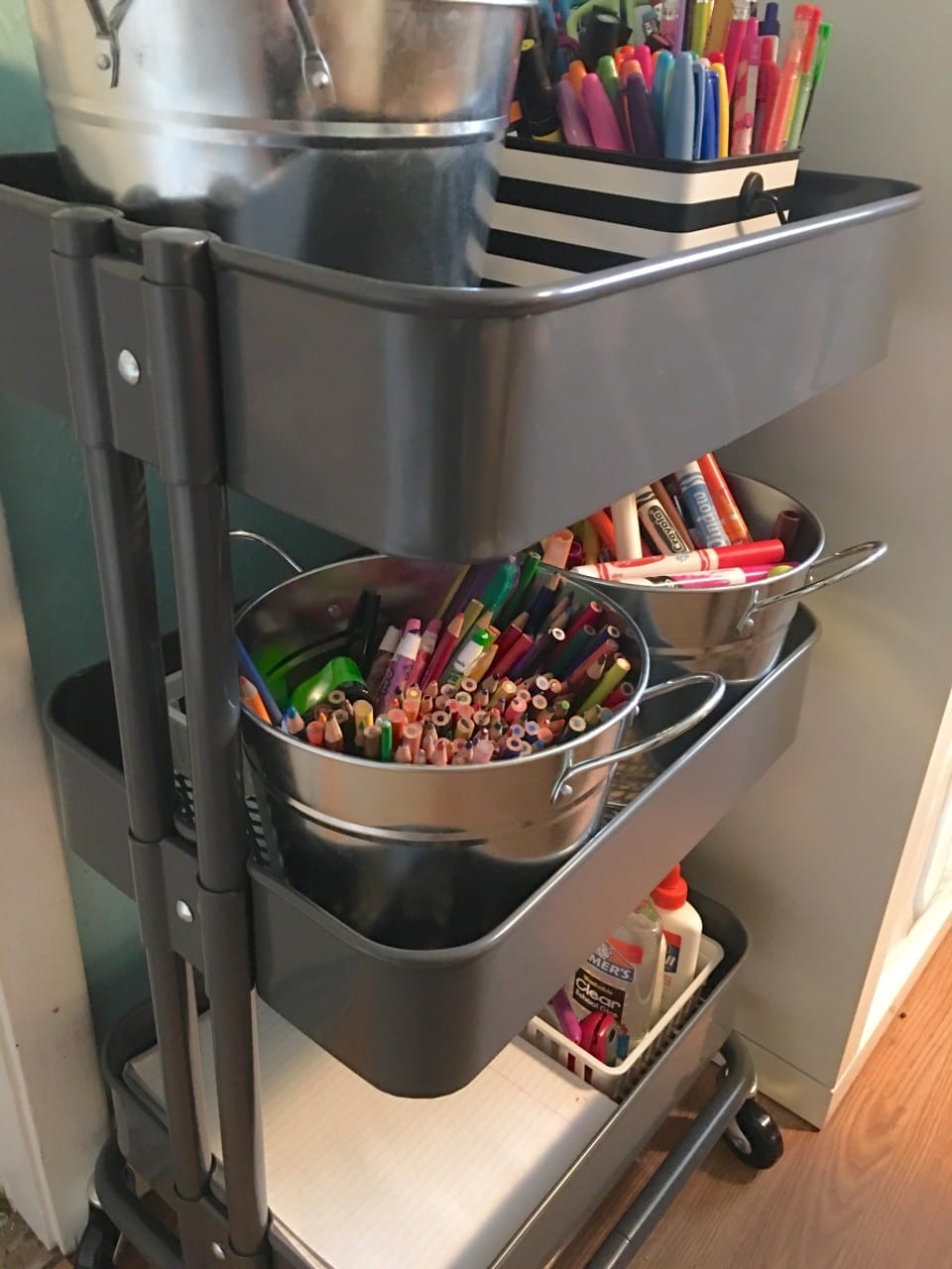 Easy Art Organization Using an Ikea Utility Cart - Modern Day Moms